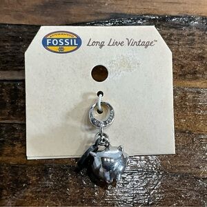 Fossil Piggy Bank Charm Silver Toned